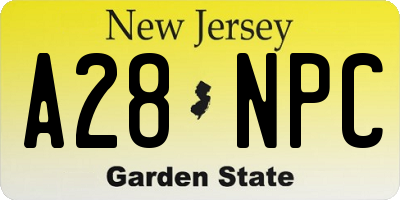 NJ license plate A28NPC