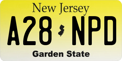 NJ license plate A28NPD