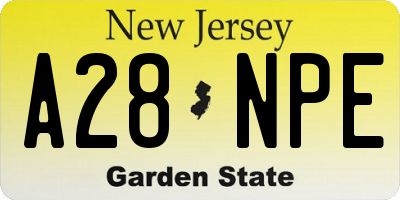 NJ license plate A28NPE