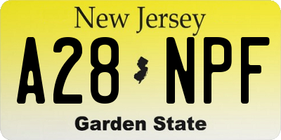 NJ license plate A28NPF
