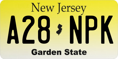 NJ license plate A28NPK