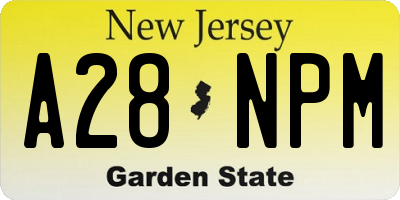 NJ license plate A28NPM