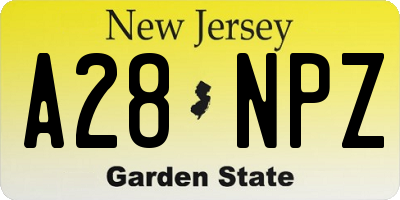 NJ license plate A28NPZ