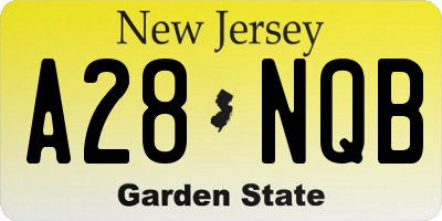 NJ license plate A28NQB