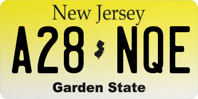 NJ license plate A28NQE