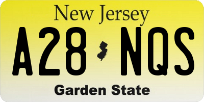 NJ license plate A28NQS