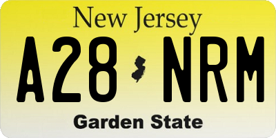 NJ license plate A28NRM