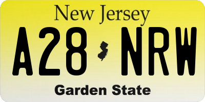 NJ license plate A28NRW