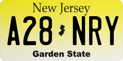 NJ license plate A28NRY