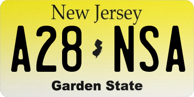 NJ license plate A28NSA