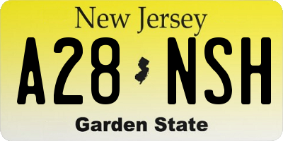 NJ license plate A28NSH