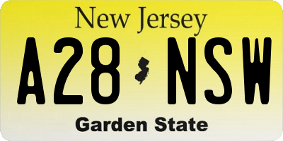 NJ license plate A28NSW