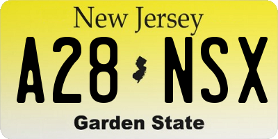 NJ license plate A28NSX