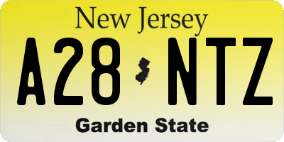 NJ license plate A28NTZ