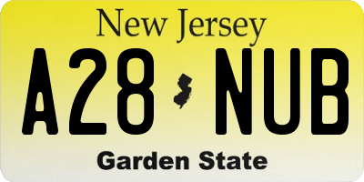 NJ license plate A28NUB