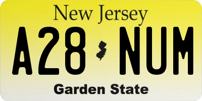 NJ license plate A28NUM