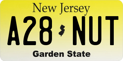NJ license plate A28NUT