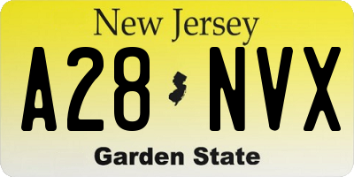 NJ license plate A28NVX