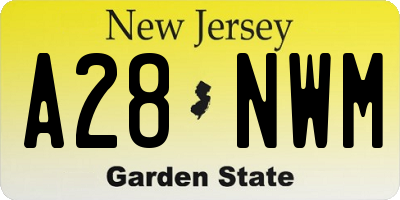 NJ license plate A28NWM