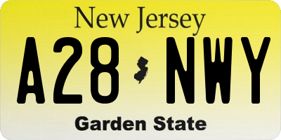 NJ license plate A28NWY