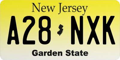 NJ license plate A28NXK