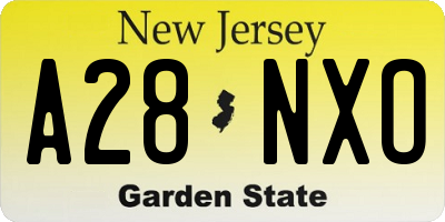 NJ license plate A28NXO
