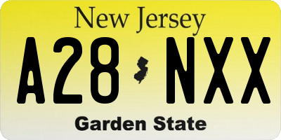 NJ license plate A28NXX