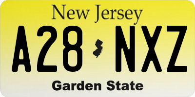 NJ license plate A28NXZ