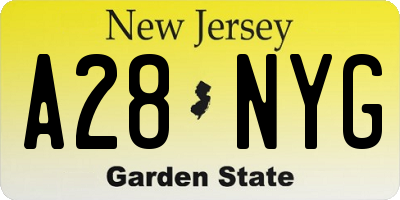 NJ license plate A28NYG