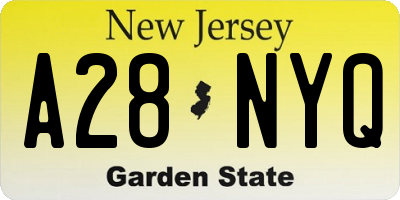 NJ license plate A28NYQ