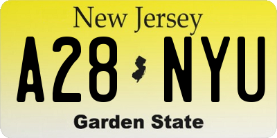 NJ license plate A28NYU