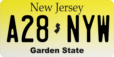 NJ license plate A28NYW