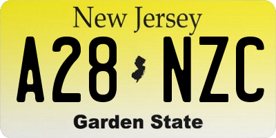 NJ license plate A28NZC