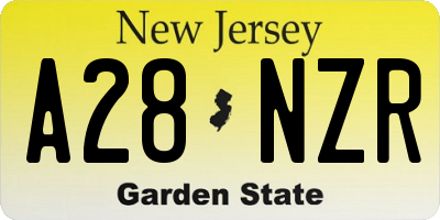 NJ license plate A28NZR
