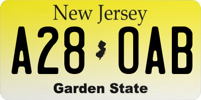 NJ license plate A28OAB
