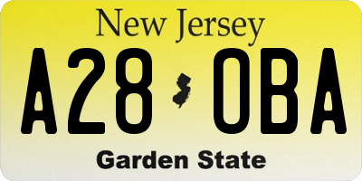 NJ license plate A28OBA