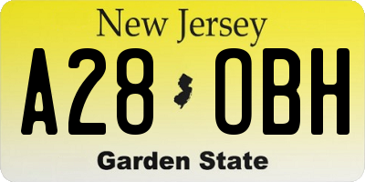 NJ license plate A28OBH