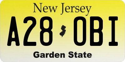 NJ license plate A28OBI