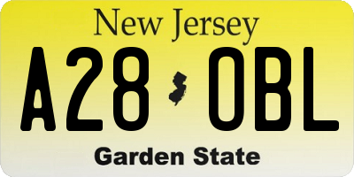 NJ license plate A28OBL