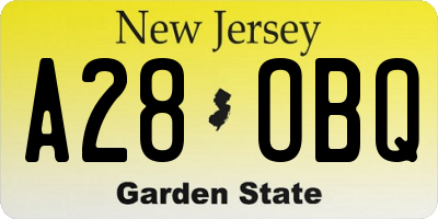 NJ license plate A28OBQ