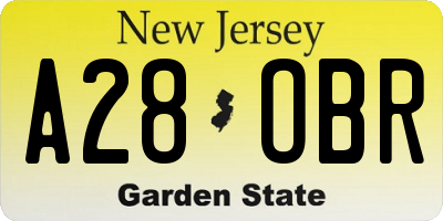 NJ license plate A28OBR