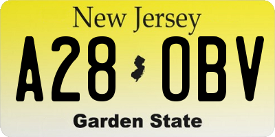 NJ license plate A28OBV
