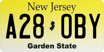 NJ license plate A28OBY