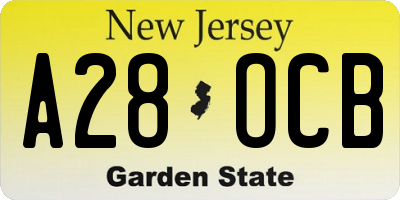 NJ license plate A28OCB