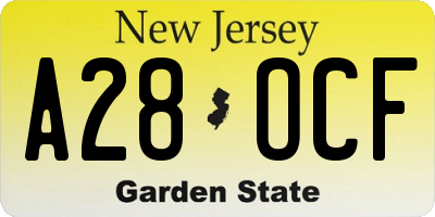 NJ license plate A28OCF