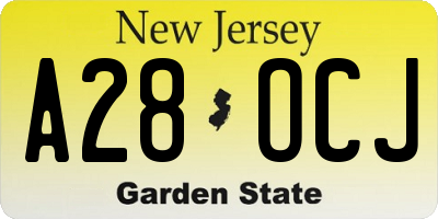NJ license plate A28OCJ