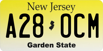 NJ license plate A28OCM