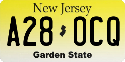 NJ license plate A28OCQ