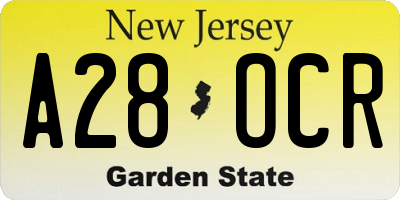 NJ license plate A28OCR