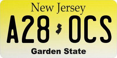 NJ license plate A28OCS
